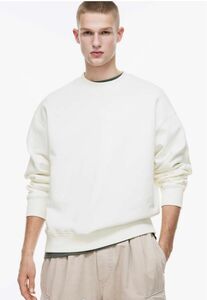 H&M オーバーサイズフィット コットンスウェットシャツ　ホワイト　S