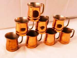 A85★COPPER100 /HOME WARE/マグカップ/8点セット/銅製/ビアーマグ/コップ/食器/アウトドア/コーヒーカップ/約高8.5×直径8cm★送料870円