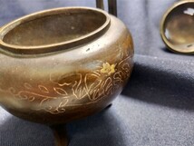 双耳 三足香炉 骨董レトロ時代日本中国 金属工芸 銅製 三つ足 古道具_画像8