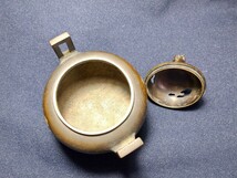 双耳 三足香炉 骨董レトロ時代日本中国 金属工芸 銅製 三つ足 古道具_画像7