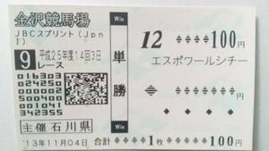 13年　JBCスプリント　エスポワールシチー　現地的中