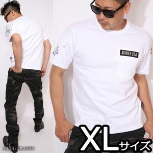 AVIREX アビレックス ファティーグ 半袖 Tシャツ ホワイト【XLサイズ 】6113328 クルーネック ポケット ミリタリー