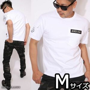 AVIREX アビレックス ファティーグ 半袖 Tシャツ ホワイト【Mサイズ 】6113328 クルーネック ポケット ミリタリー