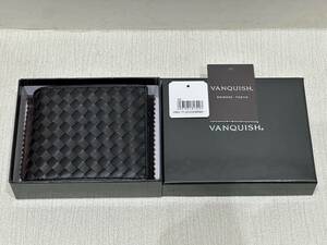 【KIM-1980】【1円スタート】未使用品 VANQUISH イントレチャート ラム革 2つ折り財布 ヴァンキッシュ ブラック ブラウン