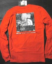 本物正規◆ノースフェイス◆長袖Tシャツ ボックスロゴ BOX NSE■M■FIERY RED■新品■アメリカ限定/WO1_画像3