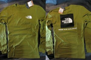 Подлинная северная поверхность ◆ Long -sleeved T -Fish Logo Box nse ■ S ■ Moss Green ■ New ■ FIR Green/BEB Direct Model