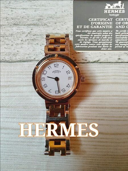 HERMES(エルメス) 腕時計 クリッパー コンビ 白文字盤 ジャンク(※商品説明必読)