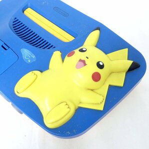 任天堂 NINTENDO 64 ニンテンドー64 ピカチュウ ブルー、コントローラ 2個 通電のみ確認 ゲーム機 本体 USED /2404Cの画像4