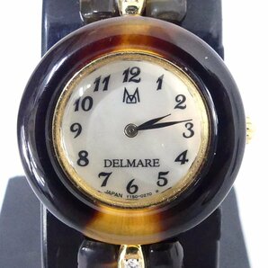 【送料無料】 DELMARE デルマーレ Y150-0130 クォーツ べっ甲細工 石付き レディース 腕時計 動作品 USED /2404Cの画像5