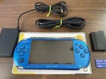 PSP-3000 本体 バイブラントブルー バッテリー メモリースティック セット 送料無料 PlayStation Portable_画像1
