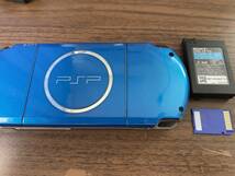 PSP-3000 本体 バイブラントブルー バッテリー メモリースティック セット 送料無料 PlayStation Portable_画像3