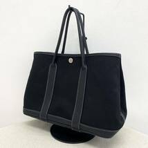 1円 エルメス ガーデンパーティ TPM ブラック キャンバス トートバッグ HERMES ガーデンパーティー 黒 ハンドバッグ_画像2