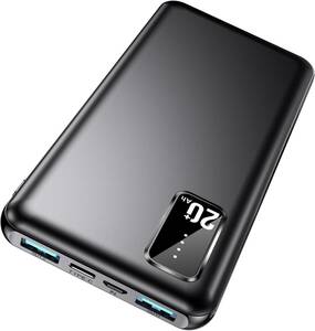 【2024極軽薄新型】 モバイルバッテリー 大容量 20000mAh 軽量 携帯充電器 薄型 3台同時充電 Type-C入出力兼用 急速充電 