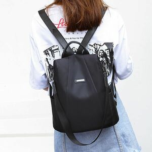  rucksack backpack shoulder bag 2way lady's A4 black high capacity waterproof light stylish travel student commuting simple Y0198BK