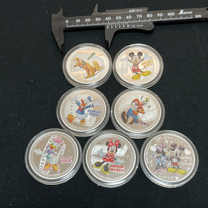 【X218】収蔵品放出2020年ニュージーランド エリザベスⅡ ディズニー ミッキー ミニー ドナルド 等紀念銀貨 コイン カラーメダル 7枚セットの画像1