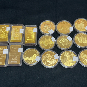 【X251】海外四方形、丸型金貨,ゴールドバー FINE GOOD、紅葉、女神、セントジョージ等 15枚 大量 コレクター放出の画像2