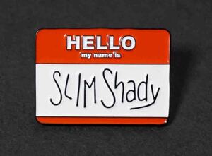 《白赤EM名札》■新品■Eminem エミネム『SLIM Shady』 ピンバッジ バッチ■アメリカ Music ヒップホップ◆音楽 歌手 ◇コスプレ◎激渋