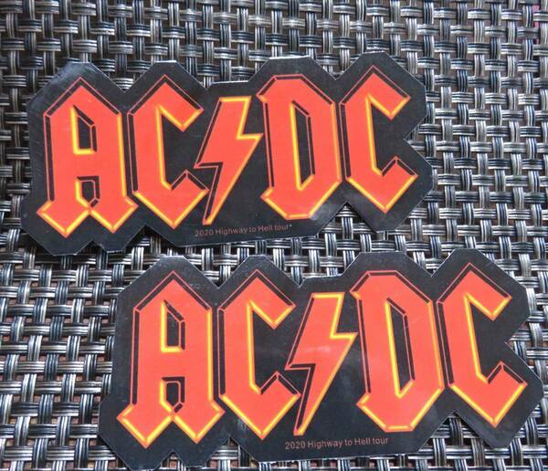 《２枚セット》激渋■AC赤黒ロゴ　英語◇新品　AC/DC オーストラリア ヘビーメタルバンド　ステッカー シール◆ 音楽 ミュージック■激渋