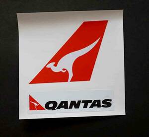 赤白Qtカンガルー■２枚セット■カンタス航空　Qantas　オーストラリア　ステッカー■エアライン飛行機■海外旅行　留学　スーツケース貼付