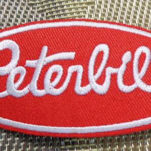 《赤白楕円Pb》■新品◆ピータービルト・モータースPeterbilt 刺繍ワッペン◆アメリカ激渋■トラック　輸送 　貨物◇洋服・衣類・衣服DIY 