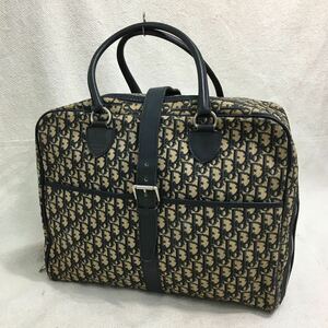 Christian Dior クリスチャンディオール トロッター柄 ボストンバッグ ハンドバッグ キャンバス ネイビー大容量 レディース vintage