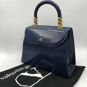 VALEMTINO GARAVANI ヴァレンティノ ガラバーニ ヴァレンチノ ハンドバッグ レザー ワンハンドル ゴールド金具 ロゴ金具 ネイビー 保存袋付