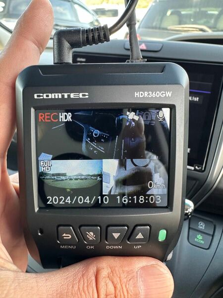 COMTEC コムテック HDR360GW 360° 360度 2カメラ 前後 ドラレコ ドライブレコーダー SDカード付 ①