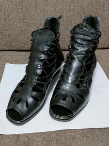 *[....]PLAYVELY* short boots * leather * made in Japan *23cm* lady's *USED[236]