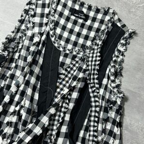 L0008 tricot COMME des GARCONS トリココムデギャルソン レディース チェック 切りっぱなし リメイク 変形 カットソー ブラック Mの画像2