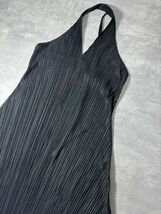 L0036 PLEATS PLEASE ISSEY MIYAKE プリーツプリーズ イッセイミヤケ レディース ホルターネック ロング ワンピース ドレス ブラック 2_画像2