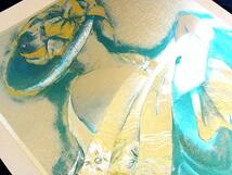 【レア！】光に当てるとキラキラ光る♪　スリランカ土産　宝石の粉末を使って描かれた絵画　エッチング風アート　セイロン島　貴婦人　帽子_画像4