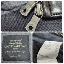 極美品 希少 Lサイズ ユナイテッドアローズ UNITED ARROWS レザー パーカー ブルゾン ラムレザー 羊革 ダブルジップ フーディー ブラック_画像10