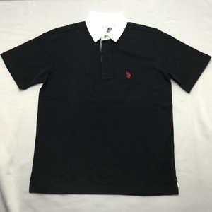 [ free shipping ][ new goods ]US.POLO.ASSN men's short sleeves Rugger shirt ( cotton 100%) L black *02104