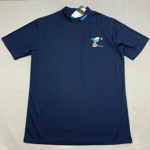 【送料無料】【新品】SMURFS（スマーフ）メンズ半袖Tシャツ（ハイネック 吸汗速乾 UVカット）　 L　　ネイビー★32291