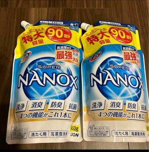 スーパーナノックス 900g 洗濯洗剤 特大容量 2袋 詰替用 液体 トップ LION NANOX 詰め替え