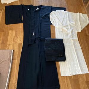 正絹　古代泥黒染　冬用　喪服セット　長襦袢　帯　加茂　美品　着物 和装和服　ブラ