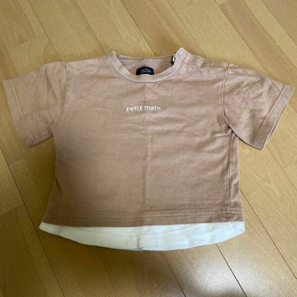 半袖Tシャツ ベージュ キッズ服 男の子 プティマイン