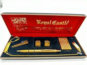 H5050 ROYAL CASTLE ロイヤル キャッスル オリジナルギフトセット メンズ カフスボタン タイピン ライター ボールペン 他 ゴールド 