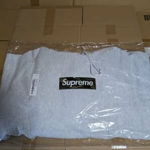 送料無料 XL Supreme Box Logo Hooded Sweatshirt Ash Grey シュプリーム ボックス ロゴ フーディー スウェットシャツ アッシュ グレーの画像1