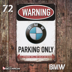 72 ブリキ看板 20×30㎝ BMW PARKING ONLY BMW MOTORRAD ガレージ スチール アンティーク アメリカンインテリア 世田谷ベースの画像1