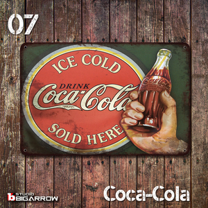 07 ブリキ看板 20×30㎝ Coca-Cola コカ・コーラ ガレージ メタルプレート アメリカンインテリア 世田谷ベース