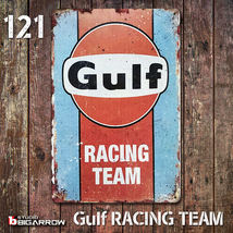 121 ブリキ看板 20×30㎝ GULF RACING TEAM ガルフ ガレージ スチール アンティーク アメリカンインテリア 世田谷ベース_画像1