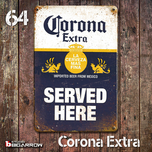 64 ブリキ看板 20×30㎝ CORONA EXTRA コロナビール ガレージ スチール アンティーク アメリカンインテリア 世田谷ベース