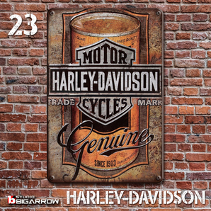 23 ブリキ看板 20×30㎝ HARLEY-DAVIDSON ハーレーダビッドソン ガレージ スチール アンティーク アメリカンインテリア 世田谷ベースの画像1