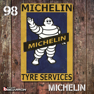 98 ブリキ看板 20×30㎝ MICHELIN ミシュラン ビバンダム ガレージ メタルプレート アメリカンインテリア 世田谷ベース