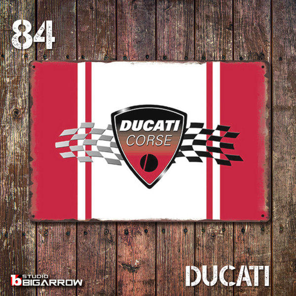 84 ブリキ看板 20×30㎝ DUCATI ドゥカティ ガレージ メタルプレート アメリカンインテリア 世田谷ベース