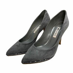 A622 DIANA Diana lady's pumps high heel 23cm gray silver suede lame made in Japan 