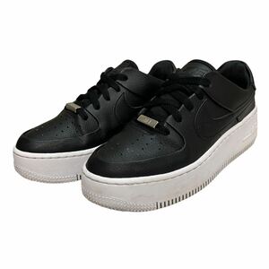 A736 NIKE ナイキ AIR NIKE AIR FORCE 1 エア フォース ワン レディース 厚底スニーカー US7 24cm ブラック 