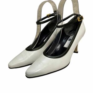 A940 GIVENCHY Givenchy lady's strap pumps 35.5 approximately 22.5cm white leather made in Japan 