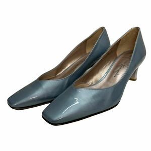 A984 GINZA Kanematsu Ginza Kanematsu lady's pumps 22cm silver blue enamel made in Japan 